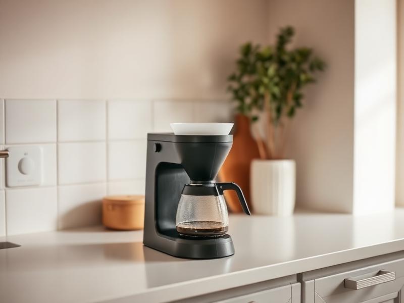 Filterkaffeemaschine auf einer hellen Küchenzeile