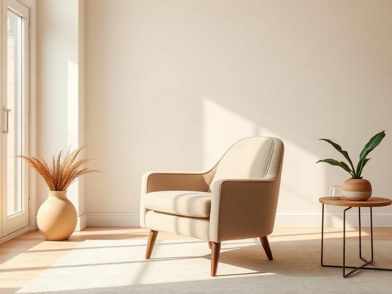 Heller Polstersessel in einem sonnigen Wohnzimmer